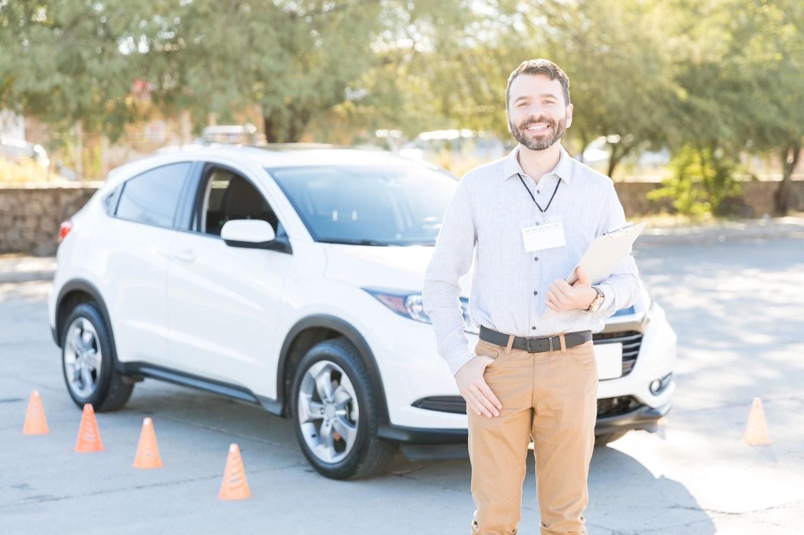 Instructor prepares to teach driver improvement course